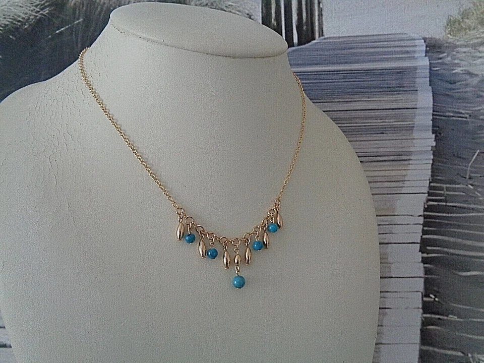 Halskette Gold Türkis Türkiskette 14K Gold Filled Bettelkette - Bild 2 von 4