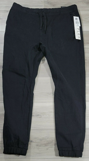 Black Stretch Twill Chino Jogger Pants 