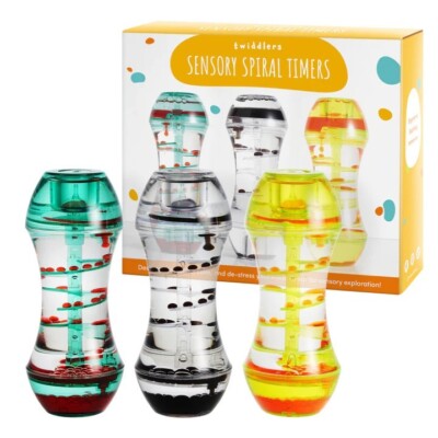 3 x Spiral Liquid Motion Timer - Entspannendes sensorisches Spielzeug für Konzentration und Ruhe