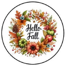 HELLO FALL WREATH ENVELOPE SEALS LABELS STICKERS PARTY FAVORS