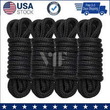 4 Pack 1/2 x 15 Dock Lines Nylon Rope for Boats Double Braided Boat Accessories