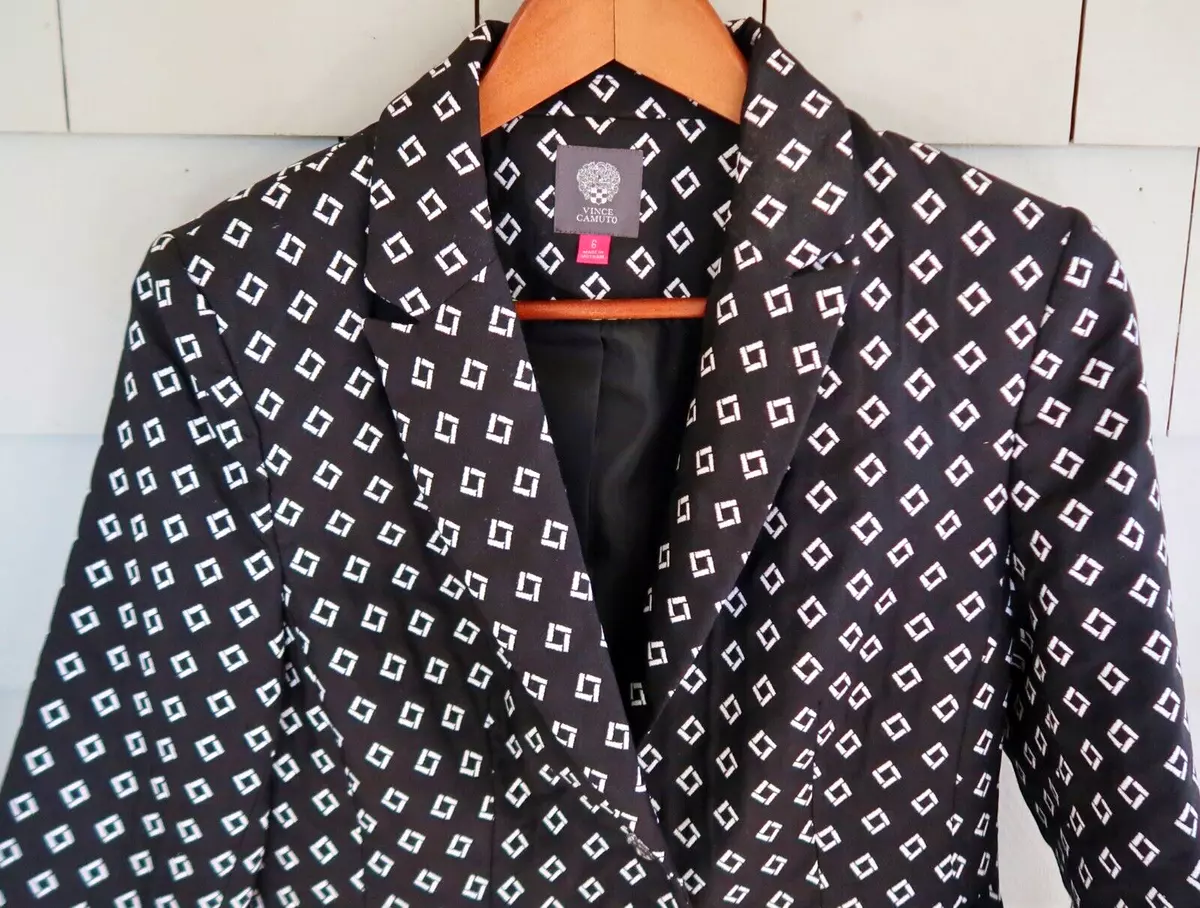 Women s VINCE CAMUTO Black BLAZER Jacket w Geometric Pattern