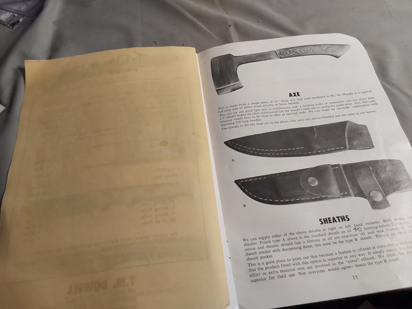 1971 T M Dowell Order Form Knife Catalog Brochure List eBay