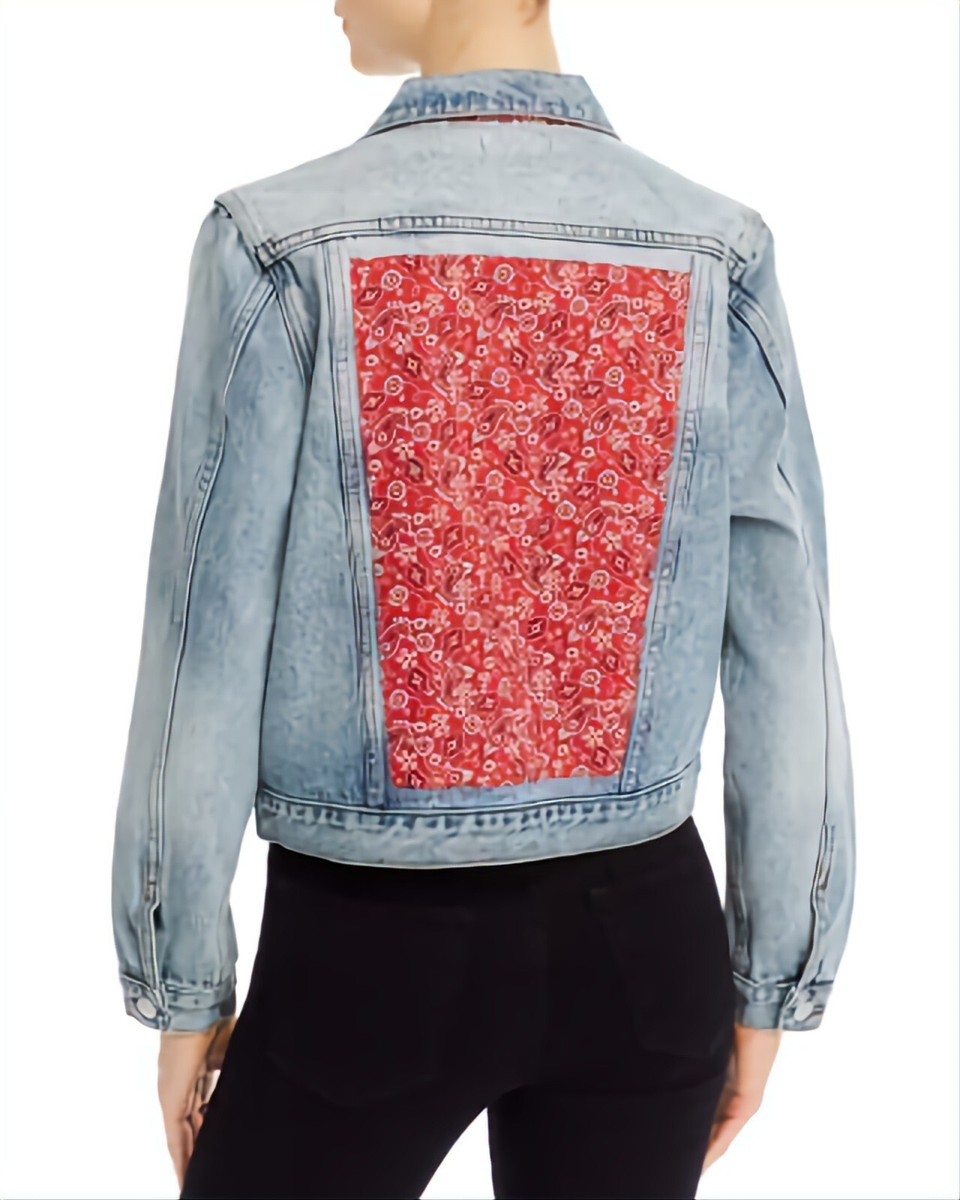 Aqua Jean Jacket Classic with Bandana Patch Small $100