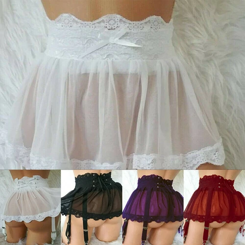 Sexy Damen-Dessous Schnürung Minirock Kleid Strumpfgürtel Unterwäsche Nachtwäsche aus den USA - Bild 4 von 22