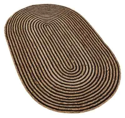 Tapis en jute naturel tressé de décoration intérieure tapis de forme ovale ta... - Photo 1/4