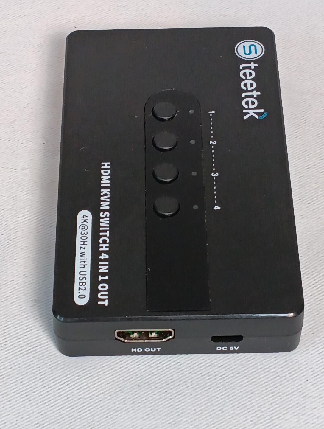 HDMI KVM Switch 4 In 1 Steetek Out 4K@30Hz W/USB 2.0 Black New Open Box