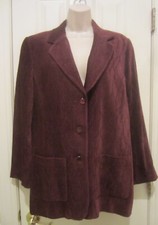 Jaeger Ladies Lined Wine colored Leaf print Velvet Blazer w/Pocket Size 12