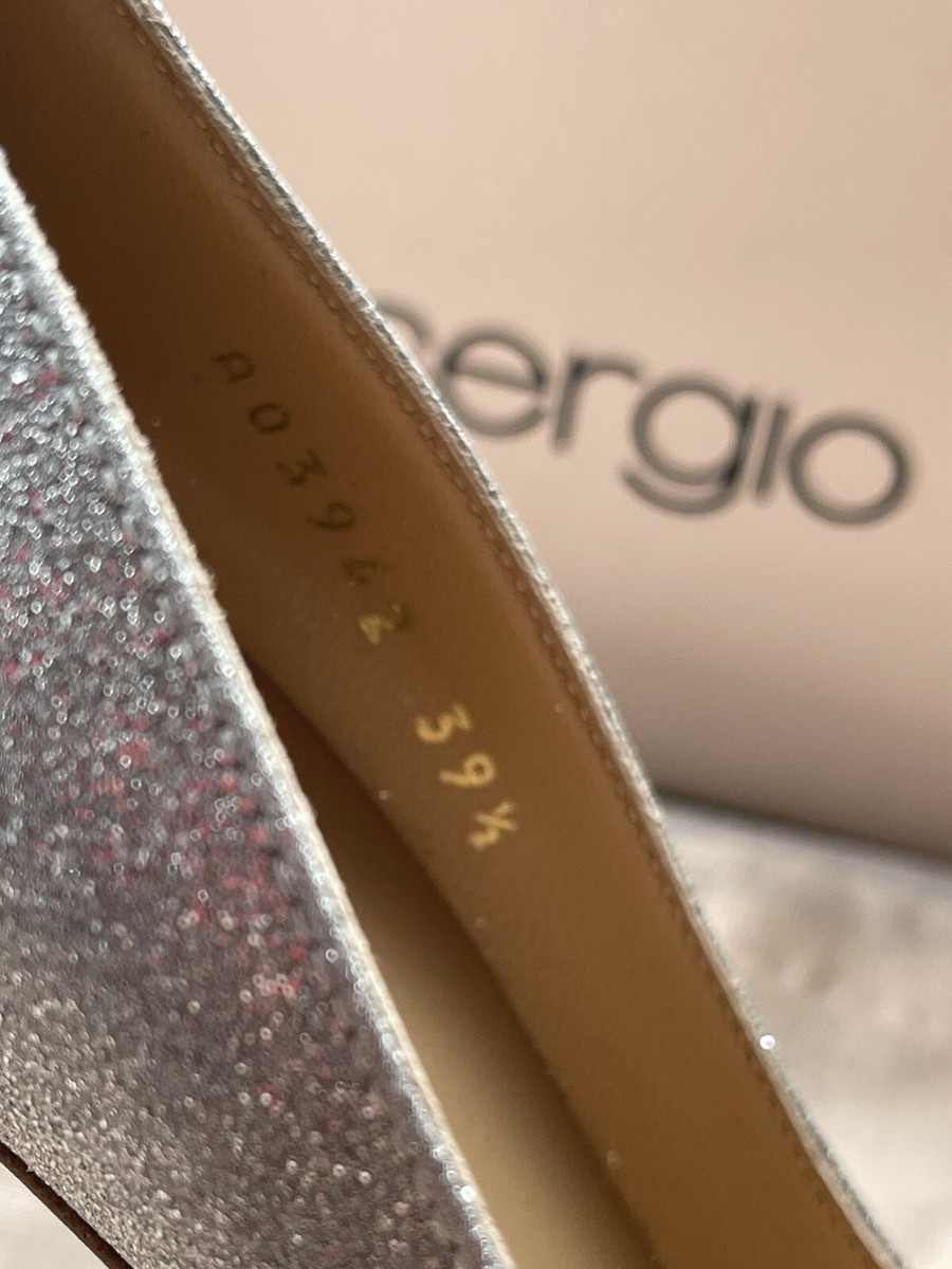 Sergio Rossi Chichi 090 Shiny Silver Leather Point Toe