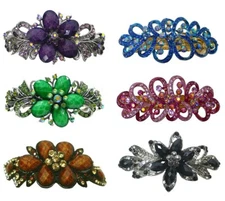 Set of 6 6 Count jcgy Combo 4 Styles Large Crystal Thick Hair Barrettes 0052/7-6