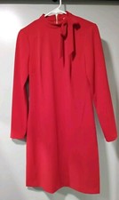 Calvin Klein Womens Bow Neck A Line Red Dress Size 6
