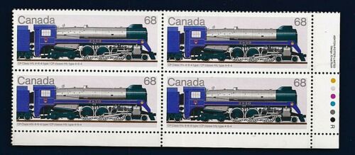 CANADA Canadian vintage CP TRAIN ENGINE LOCOMOTIVE postage stamp block A MNH - Picture 1 of 1