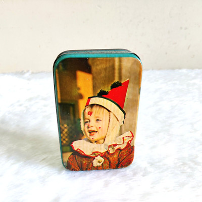 Vintage Weihnachten Englisch Kinder Lachender Grafik Nutrine Süßwaren Dose TN344