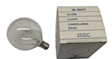 LAMP -25GC - 25W GLOBE CLEAR CANDELABRA BASE BULB