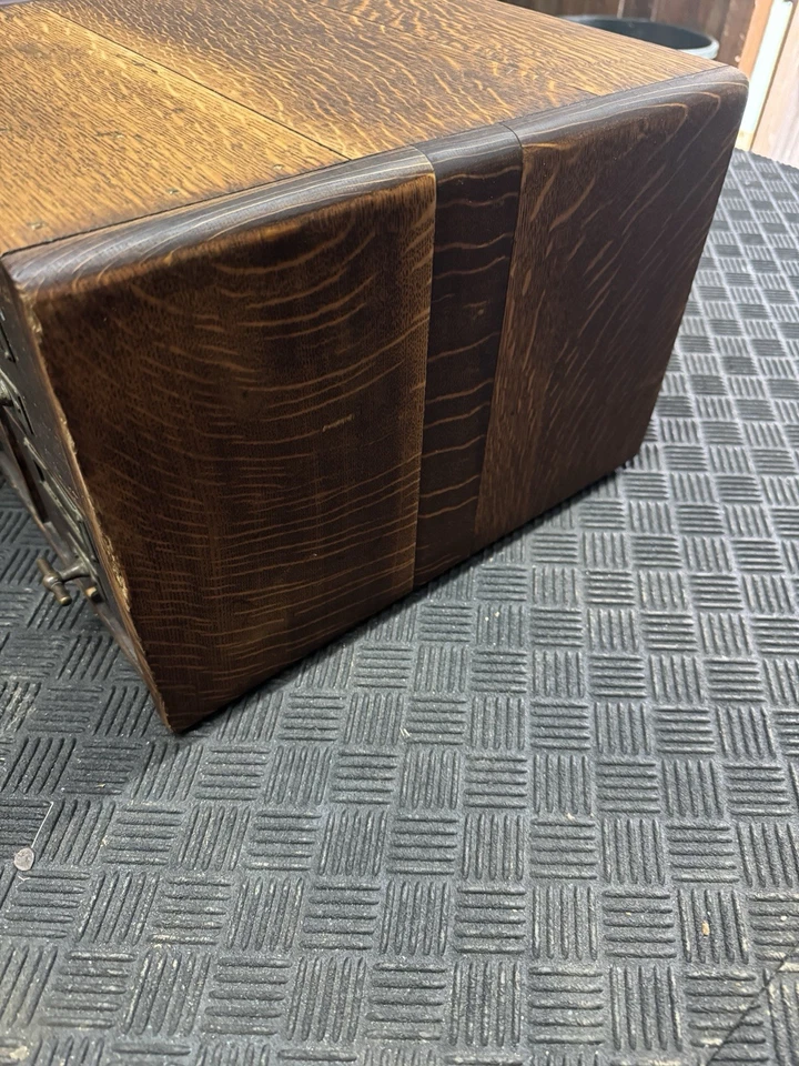 Macey 1900 Quarter Sawn Oak 4 Drawer Library Card File Cabinet - Handles Turn - Image 2 of 4