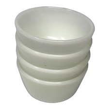 Milk Glass Ramekin Custard Bowls Vintage #453 Anchor Hocking 4 Piece Set