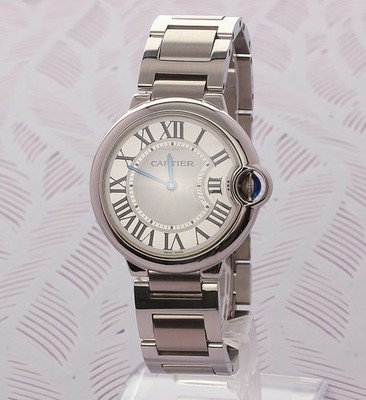 MINT CARTIER BALLON BLEU W69011Z4 36MM ROMAN NUMERAL ST. STEEL 3005 BOX & PAPERS