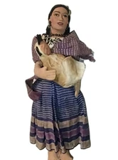 Rare Indigenous Handcrafted Folk Art Cloth Doll Traditional Costume with Teeth