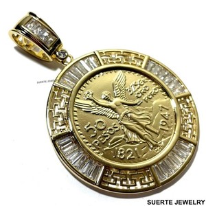 Authentic 14K Gold Plated 50 Pesos Coin Pendant Medal Oro Laminado Centenario Dije