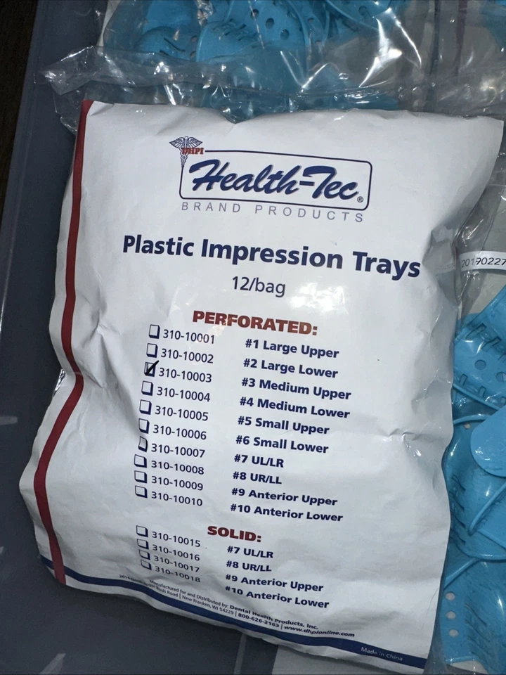 12 bandejas de impresión dental de plástico selladas Health-Tec #3 medio superior (50 x 60 mm) Foto 2 de 4