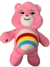 Care Bears Cheer Bear Plush Pink Rainbow Stuffed Animal 14 inches Basic Fun Toy