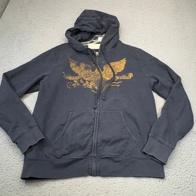 Denim & Supply Ralph Lauren Hoodie Mens Large Navy Eagle Crest Graphic Full Zip
