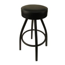 Oak Street Mfg SL2132BLK Black Button Top Stool w/Black Frame