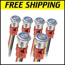 19mm Push Button Switch - LED Stainless Steel Metal with 5A for DC 12V-24V