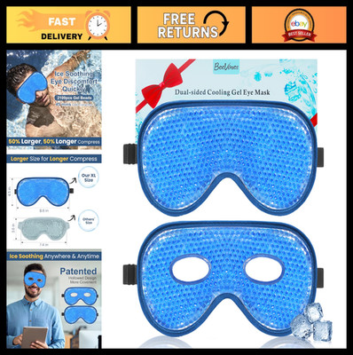 BeeVines Cooling Eye Mask, 2 Pack XL Jumbo Size Freezer Gel Eye Masks for Puffy