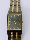 Vintage Seiko 7N29 5B59 Slim Tank Watch Two Tone Black Gold 24mm WORKS (W1)