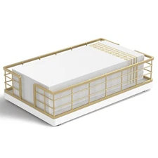 Wican Guest Towel Holder Tray for Bathroom Oak and Iron Napkins Holder for Po...