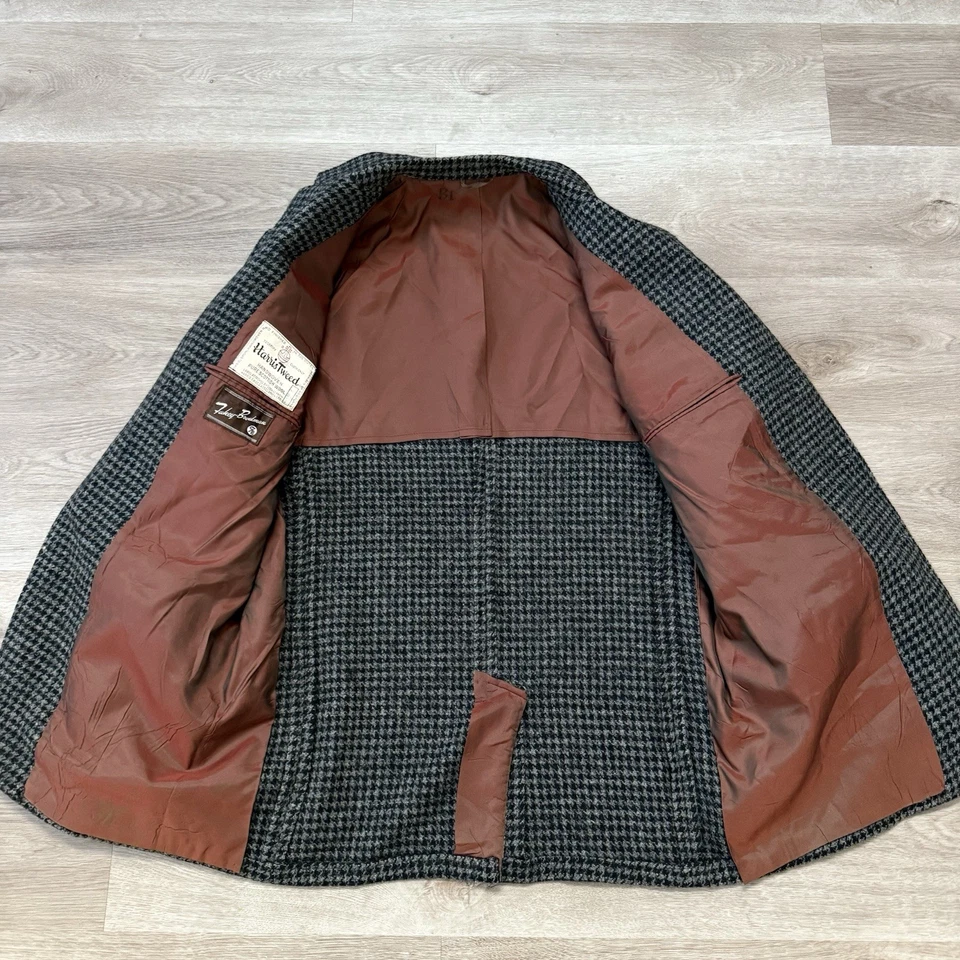Jaqueta Blazer Masculina Vintage 1950 Harris Tweed Fahey Brockman Casaco Esportivo Tamanho 44R - Imagem 2 de 4