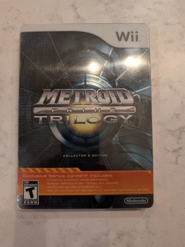Metroid Prime Trilogy Collector's Edition SteelBook Wii Complete in Sleeve.