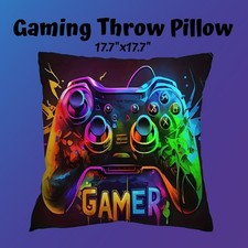 Gaming Gamer Colorful Zippered Throw Pillow Case 17"x17"