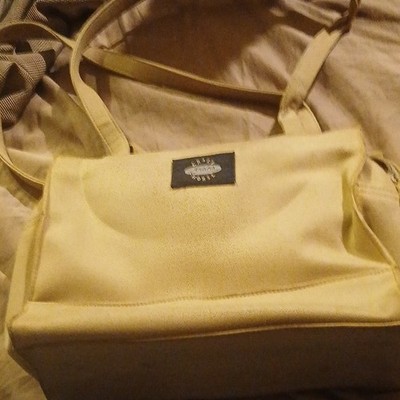 Crazy Horse Jeans Shoulder Bag for Women - Beige Logo Patch Accent Solid