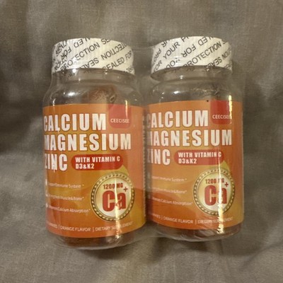 Calcium Magnesium Zinc Gummies Adults 1200mg 2 Pack Exp 02/27