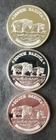 Lot of Three 1987 1oz Silver South Dakota Rounds
