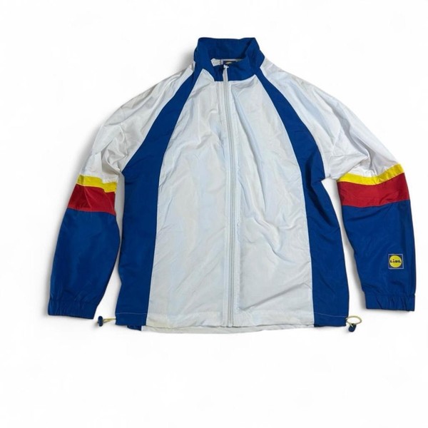 Chaqueta cortavientos Lidl Colorblock para mujer S azul blanco logotipo ligera