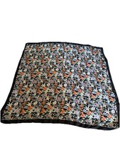 Vintage Hand Rolled Silk Scarf Wild Flowers 39.5 x38