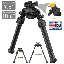 Carbon Fiber 7.5"-10.6" Hunting Rifle Bipod Swivel&Tilt Adjustable For Picatinny