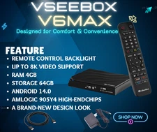 New Entertainment vSeeBox V6 Max Android TV Box – Factory Sealed, Ships Fast!