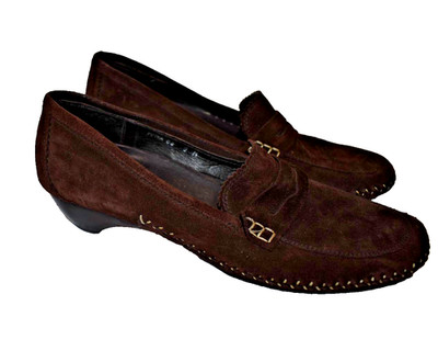 Women's Pre-owned 9 M Petra Donald Pliner Brown Leather Loafers Good condition