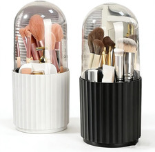 Makeup Brush Holder Organizer with Lid, 360 Degree Rotatable Makeup Brush Organi