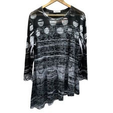 Jess & Jane Tunic Top Womens L Art to Wear Geometic Sheer sleeves Boho USA Made