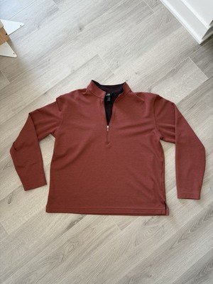 L.L. Bean Outdoors Men s Large Quarter Zip Pullover Rust Red Mesh USA Made