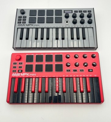 Akai Professional MPK Mini Keyboard Controller Red/Gray Lot Of 2 Untested