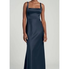 Jenny Yoo Ariana Bridesmaid Dress French Blue US 8 Square Neck Satin Crepe Gown