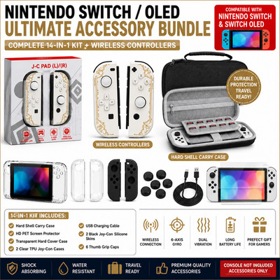 Zelda Themed Switch / Switch OLED Joy Con Bundle Case Kit Controller Set