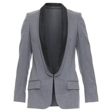 Stella Mccartney Wool Triple Layer Lapel Blazer Women Grey Size 36