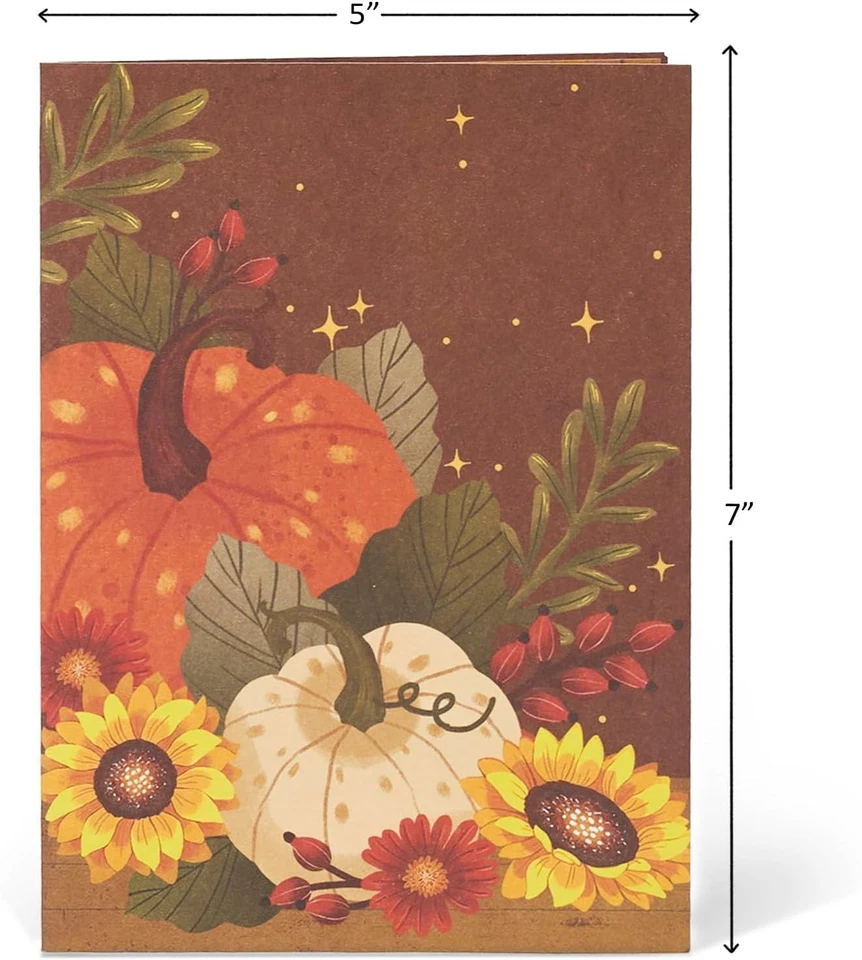 Всплывающая открытка Happy Thanksgiving, тыква, цветы, 5x7", - Изображение 3 из 4